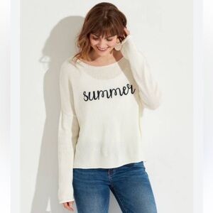 Mia & Tess Summer Embroidered Sweater in Ivory